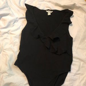 H&M Ruffled Black Bodysuit